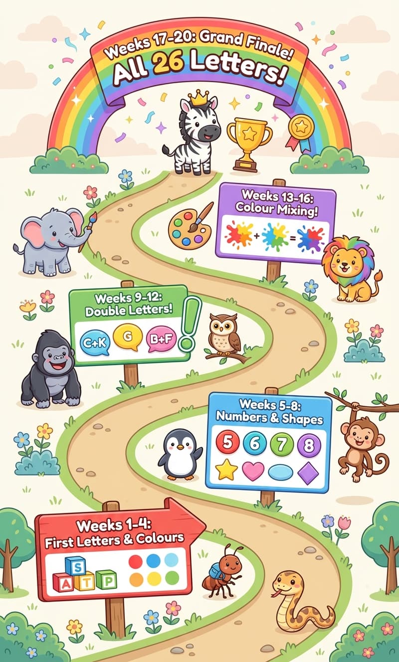 20-week curriculum roadmap showing progressive learning journey